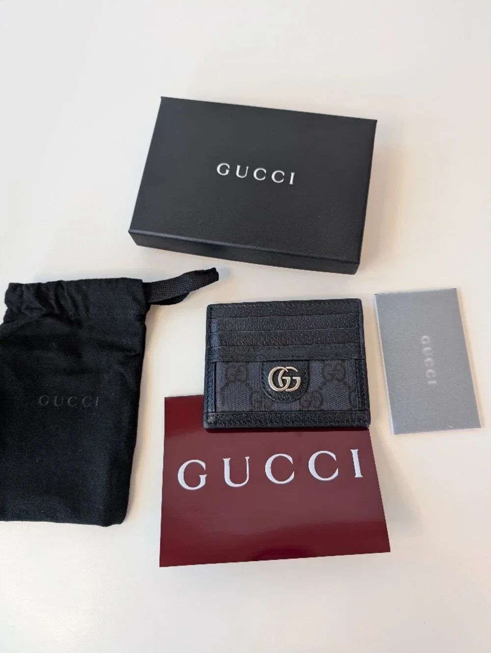 ​GUCCI Ophidia GG Supreme Canvas and Leather Card Case Wallet 100% Authentic